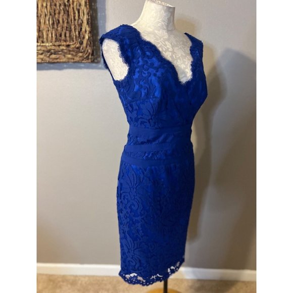 Tadashi Dress Cobalt Blue 6 Stretch Sheath Wedding Party Cruise Event Barbie - Picture 7 of 13